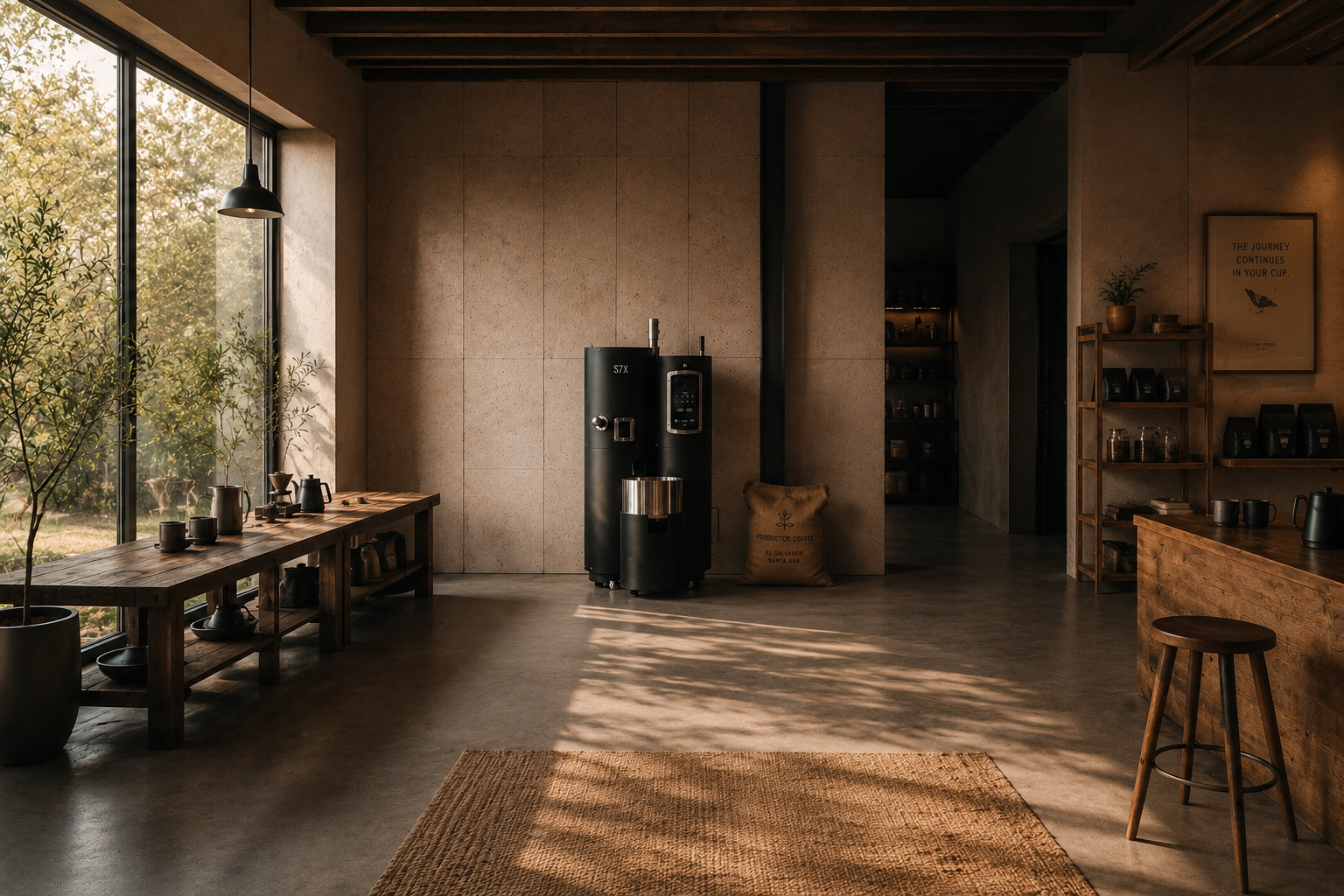 Our Giesen electric roaster inside the Amsterdam roastery